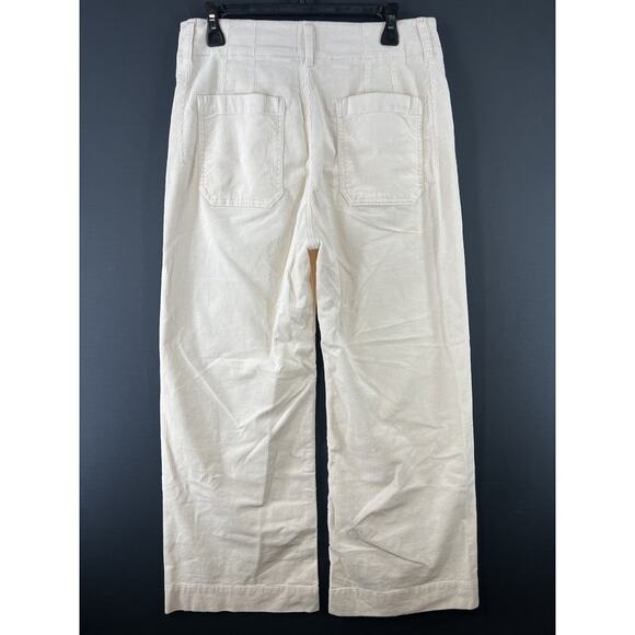 Anthropologie Maeve Colette Size 31 Petite Cropped Corduroy Wide Leg Pants Ivory - Picture 5 of 11